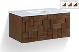 Leonardo 36" White Engineered Stone And Solid Wood Wall Mounted Bathroom Vanity