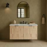 Leonardo 36" White Engineered Stone And Solid Wood Wall Mounted Bathroom Vanity