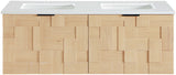 Leonardo 36" White Engineered Stone And Solid Wood Wall Mounted Bathroom Vanity