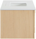 Leonardo 36" White Engineered Stone And Solid Wood Wall Mounted Bathroom Vanity