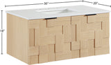 Leonardo 36" White Engineered Stone And Solid Wood Wall Mounted Bathroom Vanity