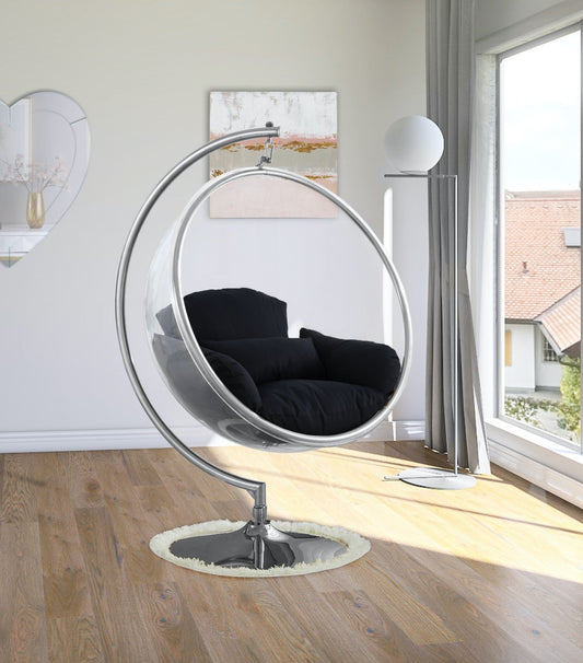 Luna Acrylic Swing Chair with Chrome Base – Modern Bubble Design for Ultimate Comfort & Style