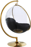 Luna Contemporary Acrylic Swing Bubble Accent Chair with Gold Metal Base for Ultimate Comfort