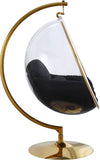 Luna Contemporary Acrylic Swing Bubble Accent Chair with Gold Metal Base for Ultimate Comfort