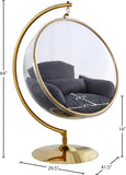 Luna Contemporary Acrylic Swing Bubble Accent Chair with Gold Metal Base for Ultimate Comfort