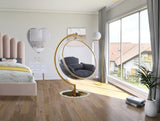 Luna Contemporary Acrylic Swing Bubble Accent Chair with Gold Metal Base for Ultimate Comfort