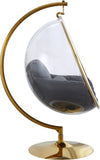 Luna Contemporary Acrylic Swing Bubble Accent Chair with Gold Metal Base for Ultimate Comfort