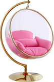 Luna Contemporary Acrylic Swing Bubble Accent Chair with Gold Metal Base for Ultimate Comfort
