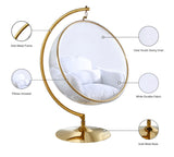 Luna Contemporary Acrylic Swing Bubble Accent Chair with Gold Metal Base for Ultimate Comfort