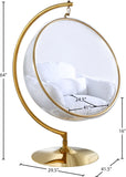 Luna Contemporary Acrylic Swing Bubble Accent Chair with Gold Metal Base for Ultimate Comfort