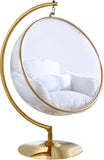 Luna Contemporary Acrylic Swing Bubble Accent Chair with Gold Metal Base for Ultimate Comfort
