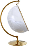 Luna Contemporary Acrylic Swing Bubble Accent Chair with Gold Metal Base for Ultimate Comfort