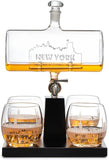 Wine & Whiskey Decanter Set 1100ml with 4 Whiskey Glasses