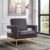 Noah Velvet Accent Chair – Luxurious Contemporary Design with Plush Comfort and Sturdy Iron Legs