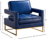 Amelia Contemporary Accent Chair - Luxurious Faux Leather with Stylish Gold Stainless Steel Base