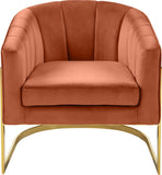 Carter Contemporary Velvet Accent Chair with Gold Stainless Steel Legs for Elegant Home Decor
