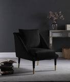 Elegante Velvet Accent Chair – Stylish Contemporary Seating with Chic Gold-Capped Legs for Elegance