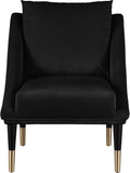 Elegante Velvet Accent Chair – Stylish Contemporary Seating with Chic Gold-Capped Legs for Elegance