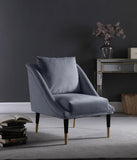Elegante Velvet Accent Chair – Stylish Contemporary Seating with Chic Gold-Capped Legs for Elegance