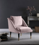 Elegante Velvet Accent Chair – Stylish Contemporary Seating with Chic Gold-Capped Legs for Elegance