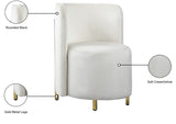 Rotunda Glamorous Contemporary Accent Chair with Gold Metal Legs for Chic Living Room Style