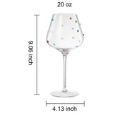 Confetti Stemmed Wine Glasses Set of 2, 20oz Multicolor Clear Glass
