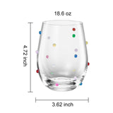 Confetti Stemless Wine Glasses Set of 2, 18.6oz