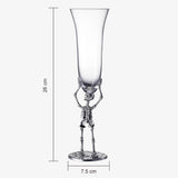 Skeleton Champagne Flute Glass | Single | 7.5oz Halloween Skeleton Glasses 10" H, Goth Gifts, Skeleton Gifts, Skeleton Decor, Spooky Wine Gift Set, Perfect for Halloween Themed Parties