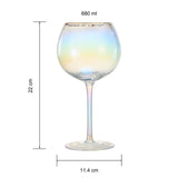 Iridescent Lustered Hammered Wine Glasses - Set of 2 - Gold Rim 20oz Colorful Balloon Stemmed Glassware - Festive Anniversaries, Birthday Gift, Cocktail Party Radiance - Unique Wine Barware