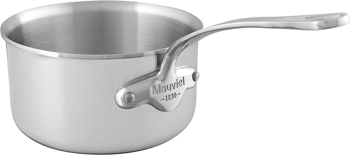 Mauviel M'Urban 3 Tri-Ply Brushed Stainless Steel Sauce Pan With Cast Stainless Steel Handle, 1.8-Qt