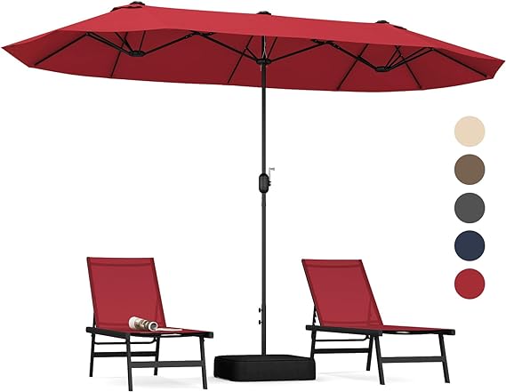 Tangkula 13FT Double-sided Patio Umbrella, Extra Large Twin Table Umbrella with Crank Handle