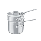 Mauviel Stainless Steel Bain Marie/Double Boiler With Lid, Cast Stainless Steel Handle, 1.8-Qt