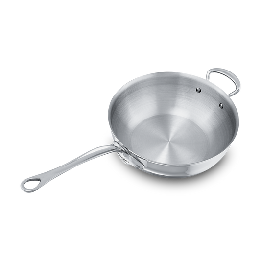 Mauviel M'COOK 5-Ply Chef Pan With Helper Handle, Cast Stainless Steel Handle, 3.8-Qt