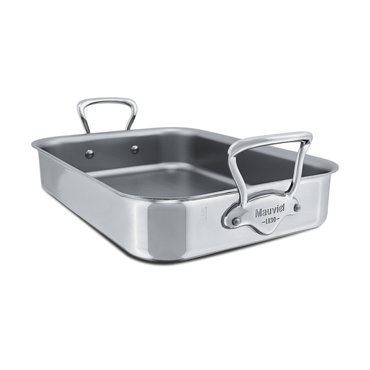 Mauviel Stainless Steel Roasting Pan With Cast Stainless Steel Handle, 9.8 x 8.6-in