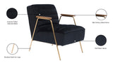 Woodford Modern Accent Chair with Channel Tufted Design, Wood Arms & Gold Legs for Stylish Living Spaces