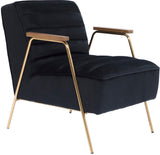 Woodford Modern Accent Chair with Channel Tufted Design, Wood Arms & Gold Legs for Stylish Living Spaces