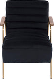 Woodford Modern Accent Chair with Channel Tufted Design, Wood Arms & Gold Legs for Stylish Living Spaces