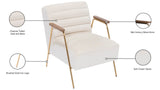 Woodford Modern Accent Chair with Channel Tufted Design, Wood Arms & Gold Legs for Stylish Living Spaces