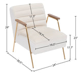 Woodford Modern Accent Chair with Channel Tufted Design, Wood Arms & Gold Legs for Stylish Living Spaces