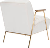 Woodford Modern Accent Chair with Channel Tufted Design, Wood Arms & Gold Legs for Stylish Living Spaces