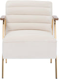 Woodford Modern Accent Chair with Channel Tufted Design, Wood Arms & Gold Legs for Stylish Living Spaces