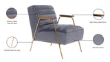Woodford Modern Accent Chair with Channel Tufted Design, Wood Arms & Gold Legs for Stylish Living Spaces