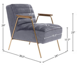 Woodford Modern Accent Chair with Channel Tufted Design, Wood Arms & Gold Legs for Stylish Living Spaces