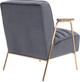 Woodford Modern Accent Chair with Channel Tufted Design, Wood Arms & Gold Legs for Stylish Living Spaces