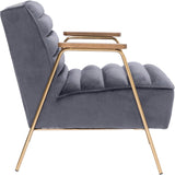 Woodford Modern Accent Chair with Channel Tufted Design, Wood Arms & Gold Legs for Stylish Living Spaces