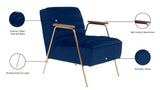 Woodford Modern Accent Chair with Channel Tufted Design, Wood Arms & Gold Legs for Stylish Living Spaces