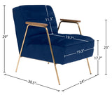 Woodford Modern Accent Chair with Channel Tufted Design, Wood Arms & Gold Legs for Stylish Living Spaces