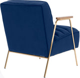 Woodford Modern Accent Chair with Channel Tufted Design, Wood Arms & Gold Legs for Stylish Living Spaces
