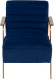 Woodford Modern Accent Chair with Channel Tufted Design, Wood Arms & Gold Legs for Stylish Living Spaces