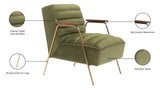 Woodford Modern Accent Chair with Channel Tufted Design, Wood Arms & Gold Legs for Stylish Living Spaces